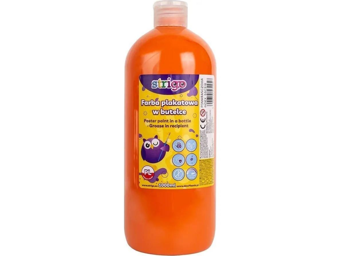 Strigo plakafarge på flaske 1000 ml oransje
