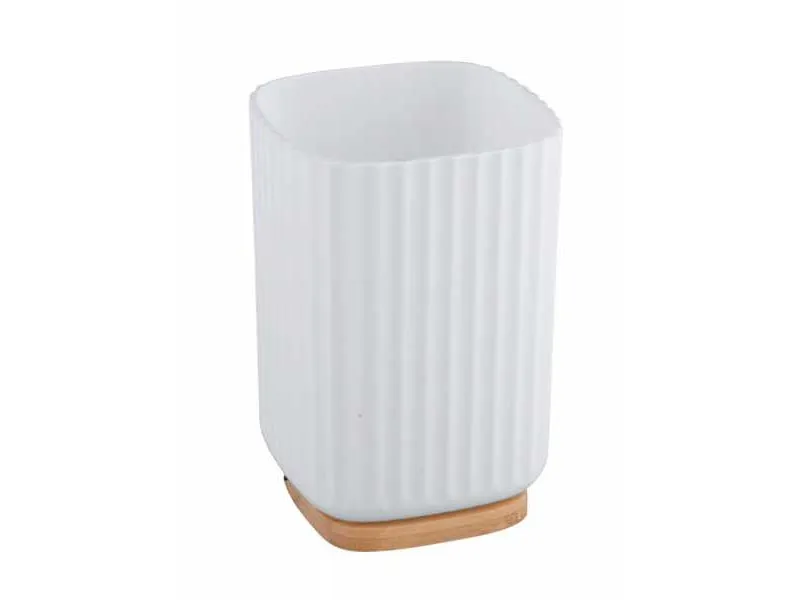 WENKO Rotello, Frittstående tannbørsteholder, Plast, Tre, Hvit, Tre, 86 mm, 86 mm, 111 mm