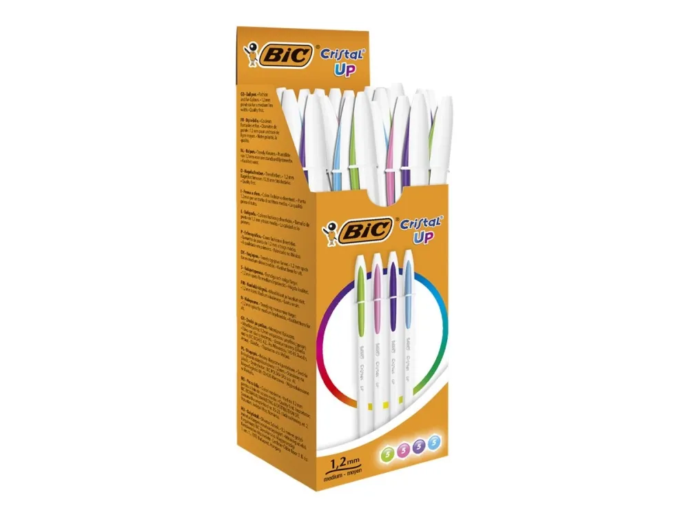 BIC Cristal UP - Kulepenn - rosa, lysegrønn, purpur, turkisblå - 1.2 mm (en pakke 20)