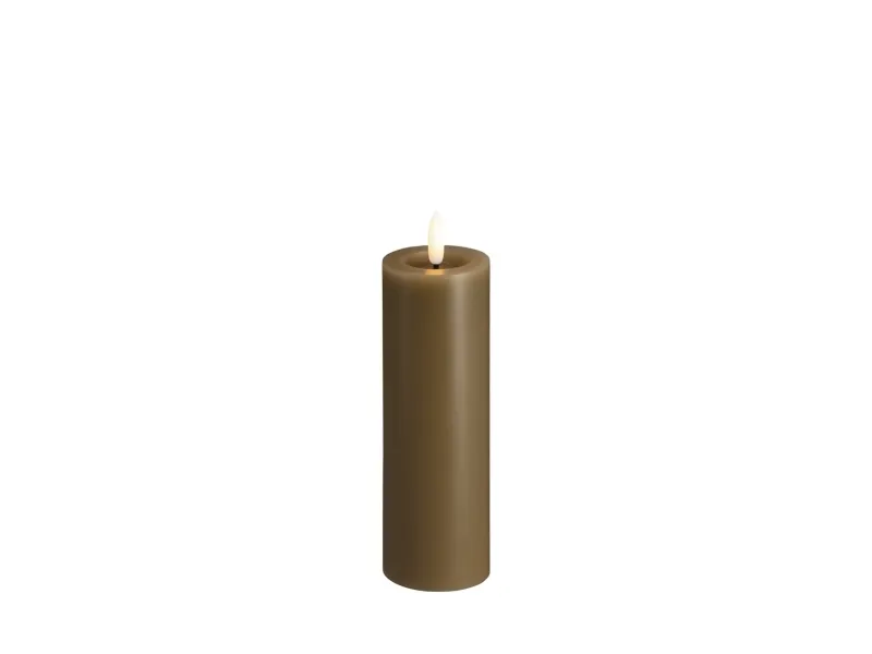 Moods & More LED-blokklys i dark sand med smelte­effekt – Ø 4,9 cm x H 15 cm