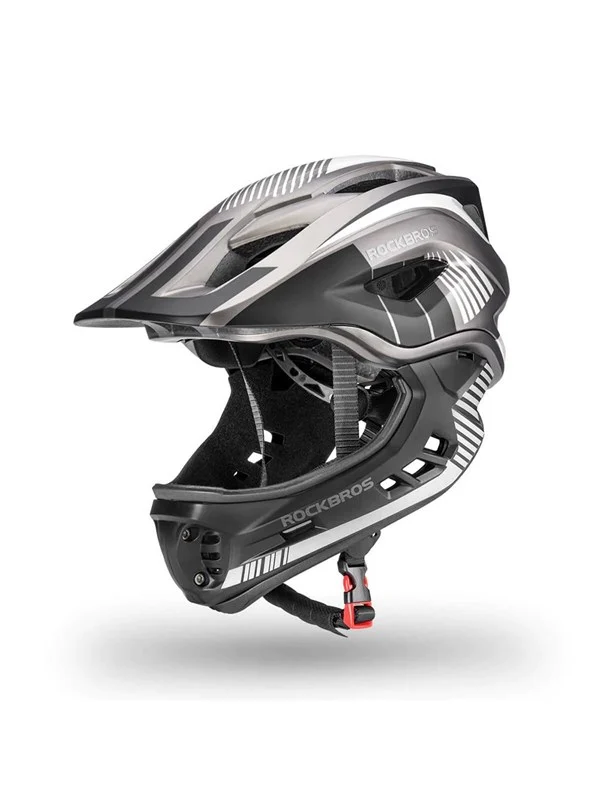 Rockbros TT-32SBTG-S children's bicycle helmet with removable chinbar size S - gray