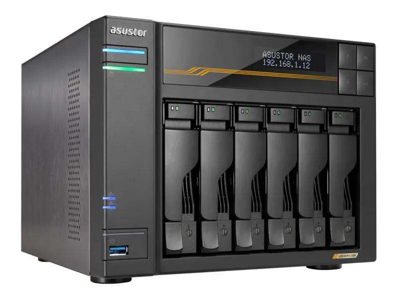 ASUSTOR Lockerstor 6 Gen3 - NAS-server - 6 brønner - SATA 6Gb/s / PCIe 4.0 x4 (NVMe) - RAID JBOD, 0, 1, 5, 6, 10 - RAM 16 GB - Gigabit Ethernet / 2.5 Gigabit Ethernet / 5 Gigabit Ethernet / 10 Gigabit Ethernet - iSCSI støtte