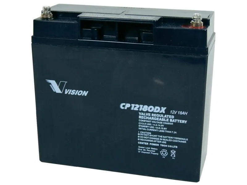 Vision batterier CP12180DX blybatteri 12 V 18 Ah blyfleece (B x H x T) 181 x 167 x 77 mm M5 skrue tilkobling vedlikeholdsfritt, syklusstabilt