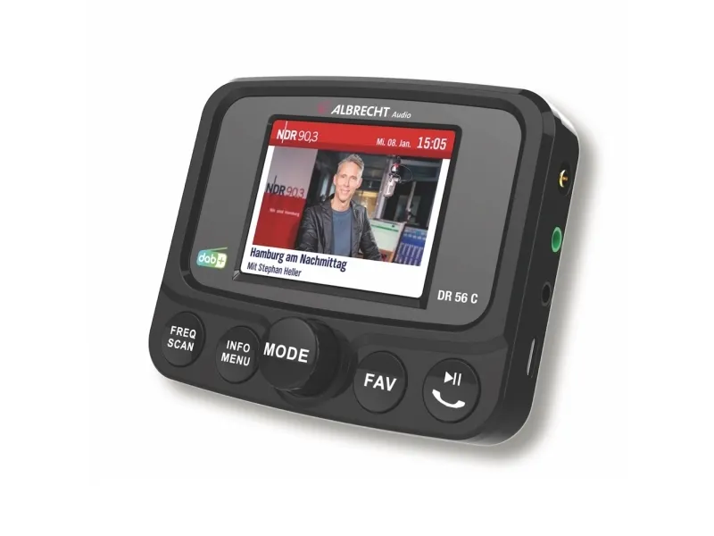 Albrecht DR56C, Bil, Digitalt, DAB, DAB+, MF, 87,6 - 107,9 MHz, 174 - 240 MHz, TFT
