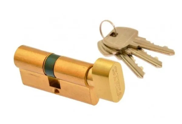 GERDA messinginnsats til bøy/låsesylinder med knotter 40/40 mm, 3 nøkler (0WKE1G04040.98030P)