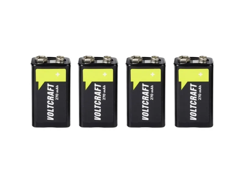 VOLTCRAFT 9 V-blokkbatteri NiMH 270 mAh 8,4 V klart til bruk 4 stk