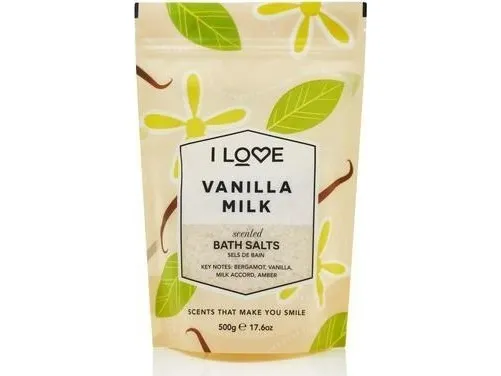 I Love Vanilla Milk Scented Bath Salts with 99% Naturally Derived Ingredients
