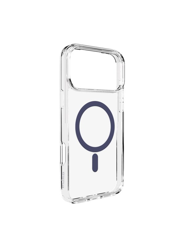 Puro Lite Mag TPU+PC Case Compatible with MagSafe for iPhone 17 Pro - Transparent with Blue Ring