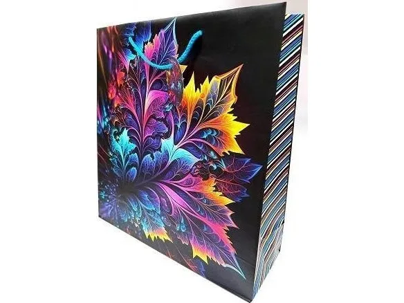Dekorativ gavepose matterte blader 35x37x12cm GB23161