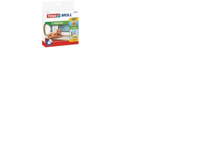 Tesa gummilist 9 mm profil E hvit 25 m (0546402)