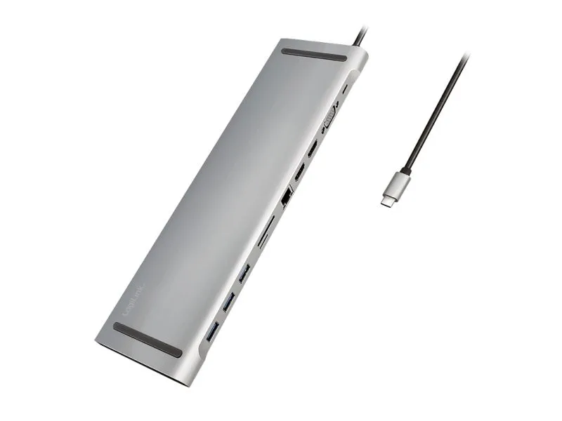 LogiLink UA0373, Koblet med ledninger (ikke trådløs), USB 3.2 Gen 1 (3.1 Gen 1) Type-C, 100 W, 3,5 mm, 10,100,1000 Mbit/s, Aluminium