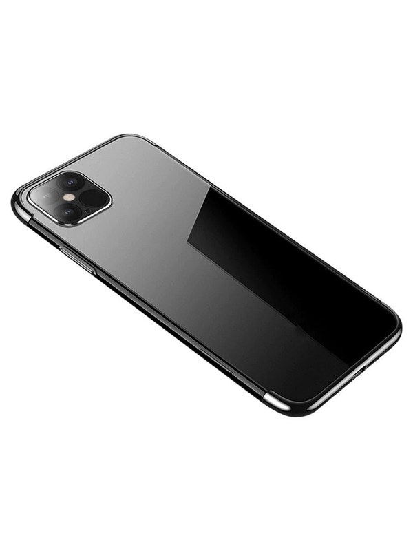 Hurtel Clear Color Case Gel TPU Electroplating Frame Cover for Samsung Galaxy A22 4G Black