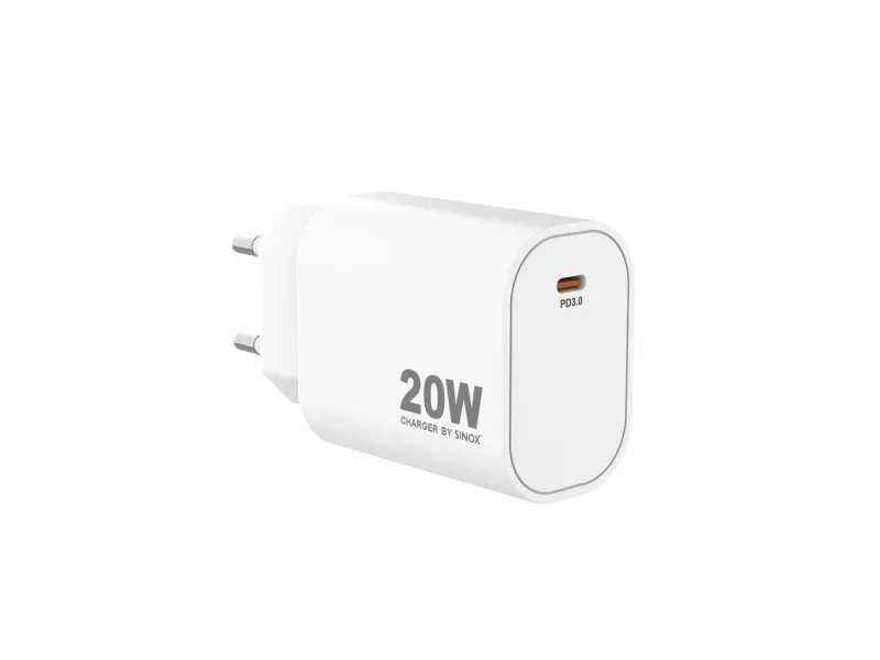 Sinox 230V USB-C PD oplader 20W. Hvid