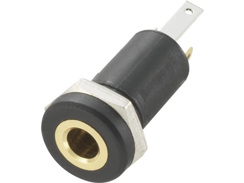 TRU COMPONENTS 718574 3,5 mm jackplugg tilkobling, innfelt vertikal Pol: 3 Stereo svart 1 stk