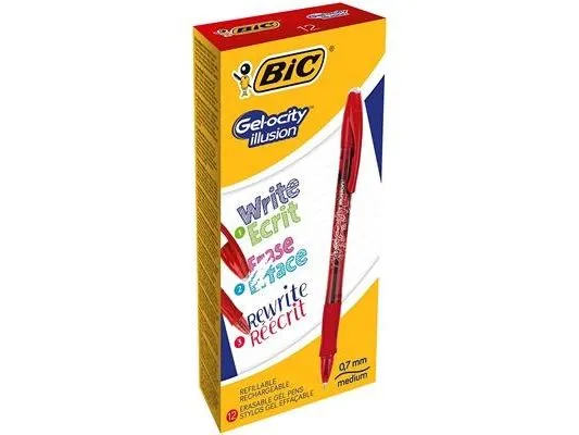 BIC Gel-ocity illusion, Gelépenn med hette, Rød, Rød, Ambidekstriøs, Medium, 0,3 mm