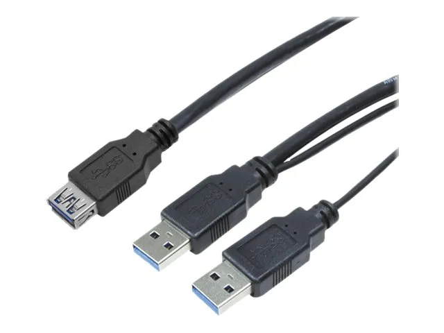 LogiLink USB 3.0 Y, 0.3m, 0,3 m, 2 x USB A, USB A, USB 3.2 Gen 1 (3.1 Gen 1), Hankjønn/hunkjønn, Sort