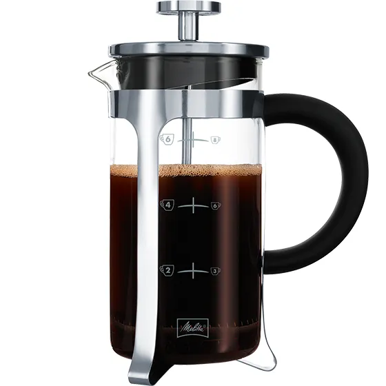 Melitta French Press Premium, Kanne, Svart, Rustfritt stål, Transparent, 8 kopper, Glass, Rustfritt stål