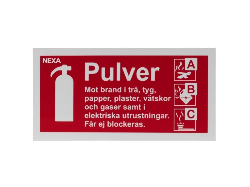 BSP-1020 Skilt for pulver brannslukningsapparat