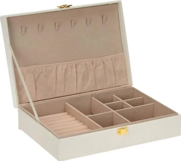 Home Styling Collection hvitt smykkeskrin, låsbar oppbevaringsboks for klokker, eske, koffert, etui