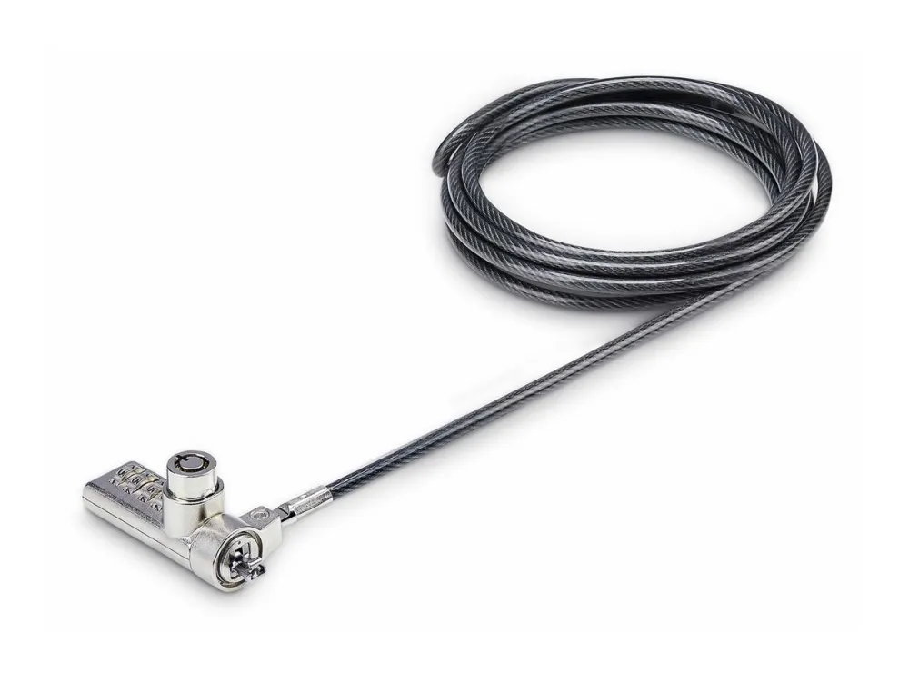Startech 10-Pack Dual-Access Laptop Lock, 6.5ft (2m) Keyed Alike and Combination Security Cable Lock for K-Slot Devices, Computer Anti-Theft Steel Cable - Sikkerhetskabellås - svart og sølv - 2 m (en pakke 10)