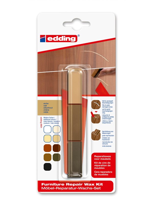 Edding e-8901 furniture repair wax kit oak