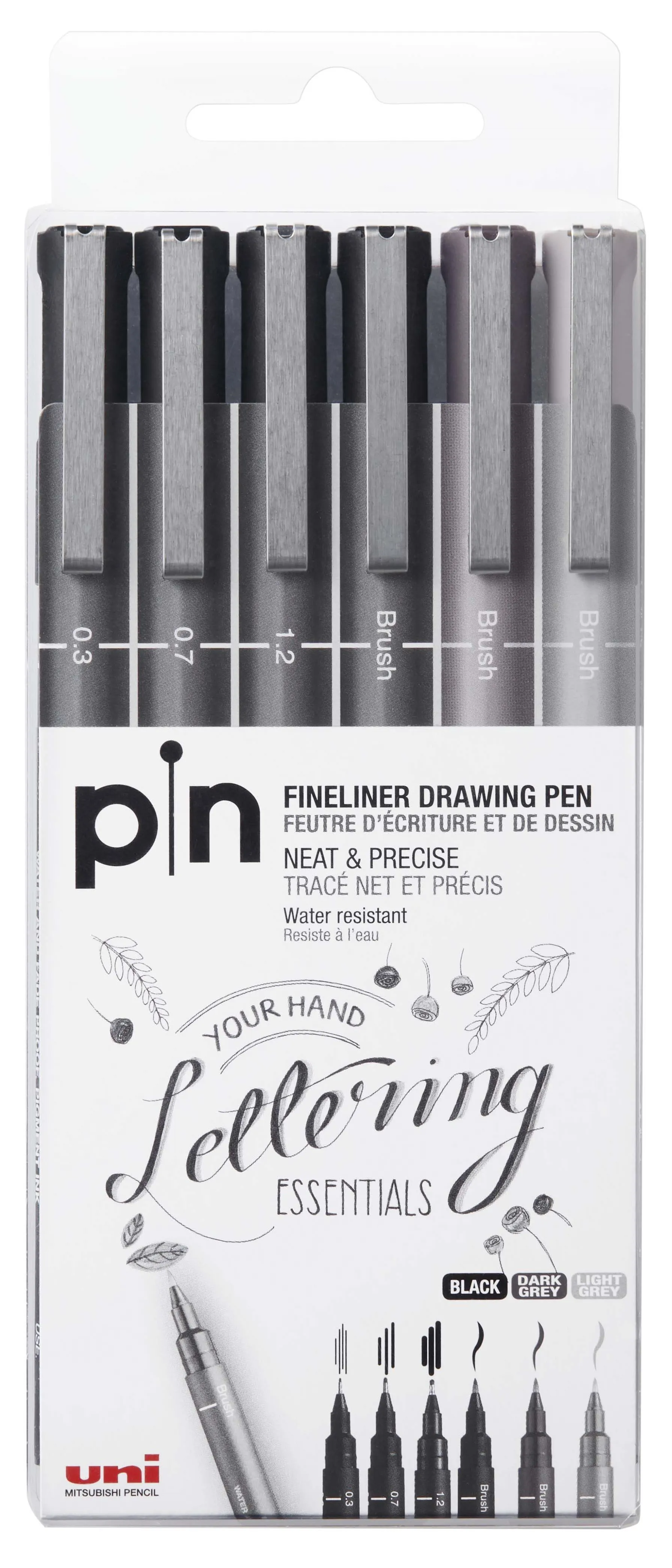 UNIBALL Uni fineliner, Hard Lettering Set (6 stk) (401236)