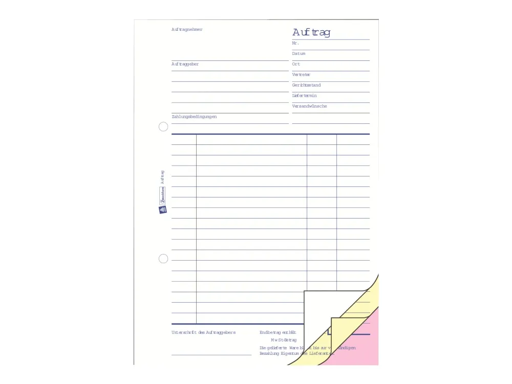 Avery Zweckform - Bestillingsskjema - 40 ark - A5 (148 x 210 mm) - triplikat - karbonfri