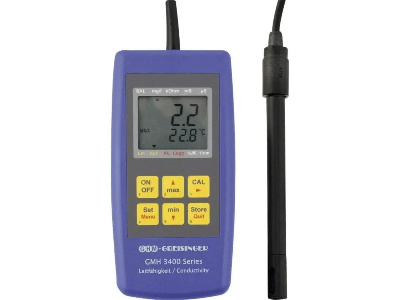 Greisinger GMH 3431 kombimåleinstrument: løste stoffer (TDS), ledningsevne, salinitet, temperatur