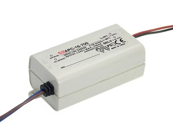 MEAN WELL APC-16-700, Hvit, 90 - 264 V, 47 - 63 Hz, 40 mm, 29 mm, 77 mm