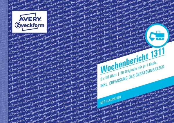 Avery Zweckform - Ukerapport - 50 ark - A5 (148 x 210 mm) - landskap - dublett
