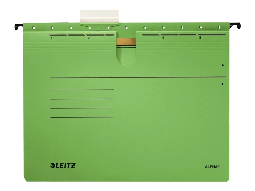 Leitz ALPHA - Hengefil - for A4 (210 x 297 mm) - med fliker - grønn