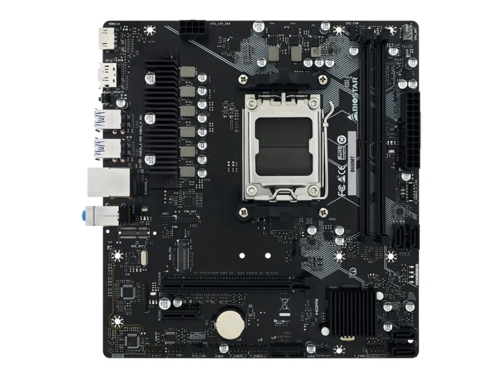 Biostar B650MT - Hovedkort - micro ATX - Socket AM5 - AMD B650 Chipset - USB 3.2 Gen 1, USB-C 3.2 Gen2 - Gigabit LAN - innbygd grafikk (CPU kreves) - HD-lyd (8-kanalers)