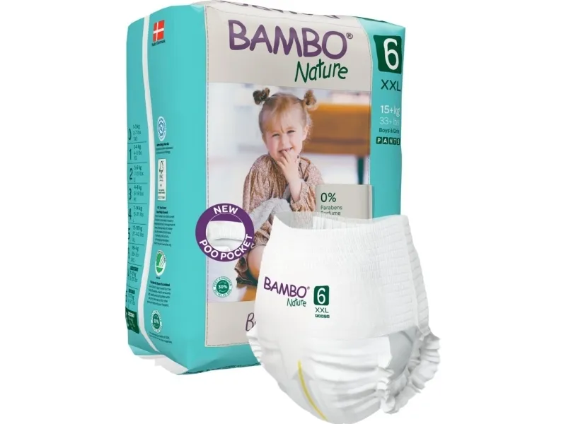 Bleie til barn, buksebleie, miljømerket, Bambo Nature Pants, str. 6 - (5 stk.)