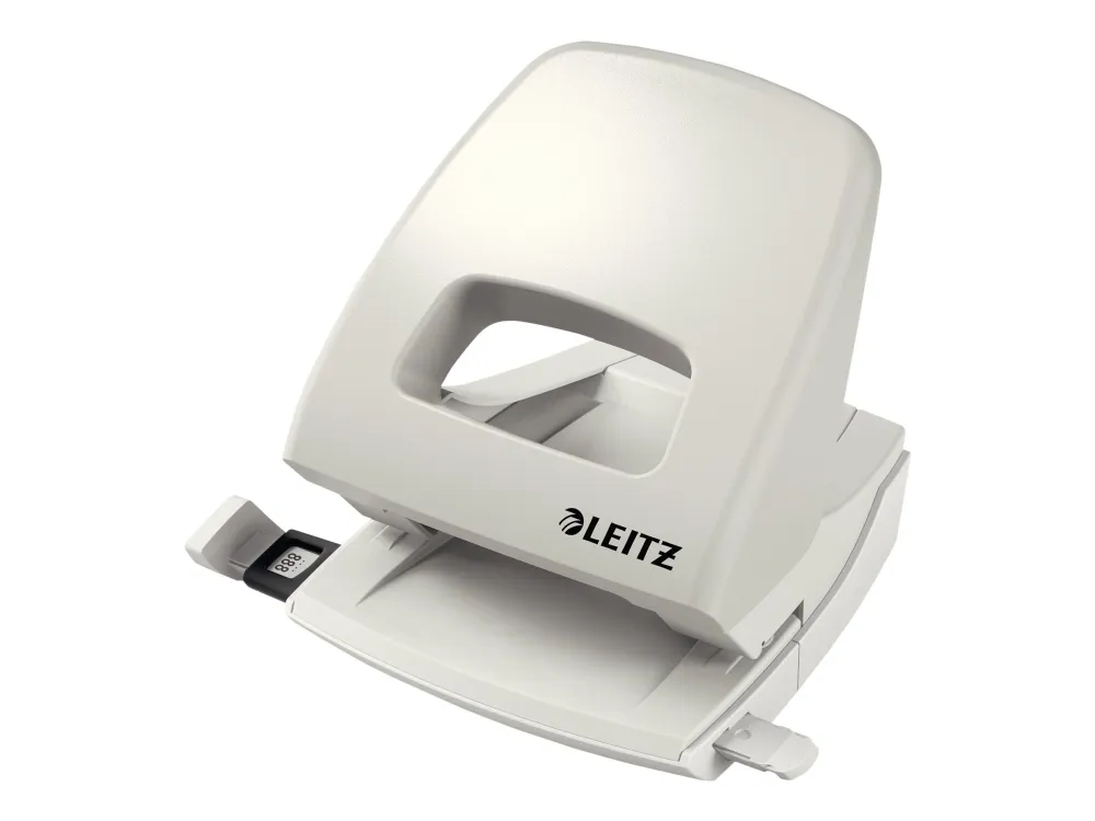 LEITZ hullstanser Nexxt 5005, stansekapasitet: 25 ark, grå metallbunn, plastbunn, med stoppskinne (5005-00-85)