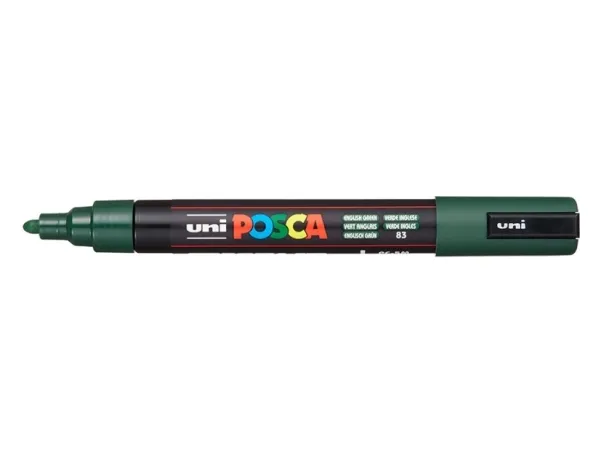 POSCA PC-5M, Grønn, Flerfarget, English Green, 1 farger, Medium, Vann-basert blekk