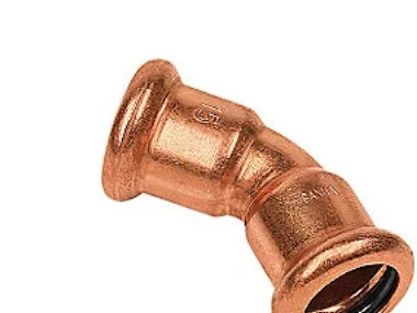 bøjning 22 mm 45° M-M - muffe-muffe Cu press. M og V bakker