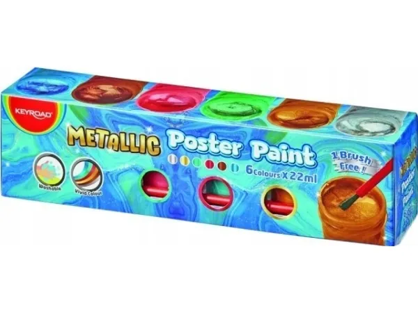 Keyroad metalliske plakatfarger 6x22 ml i eske miks farger