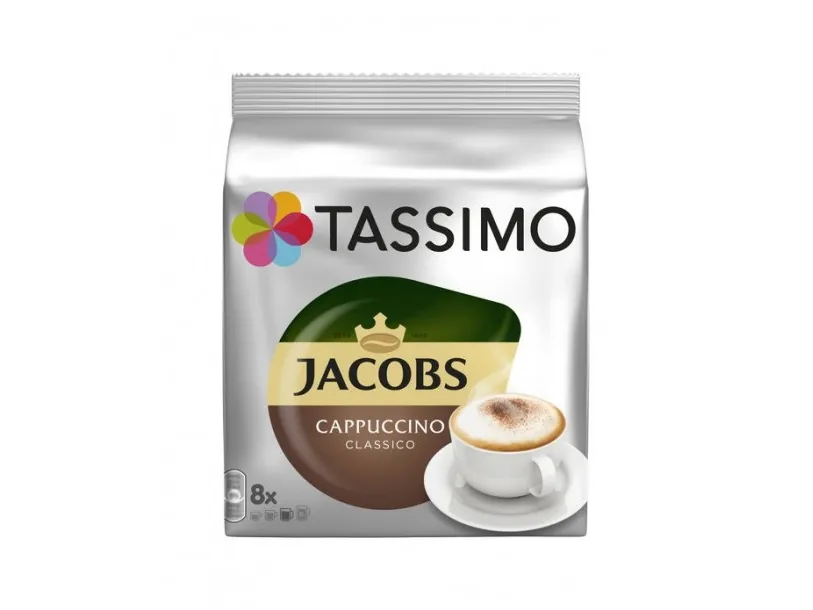Kavos kapsler Tassimo Cappuccino Classico (kompatibel med Bosch Tassimo kapsel kaffemaskiner), 8+8 stk