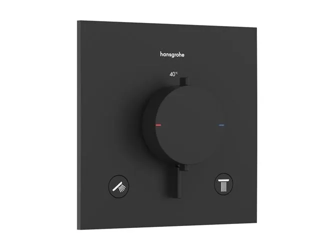 HG Ecostat Comfort E - t indbygn. m afspær t 2 udtag Mat sort