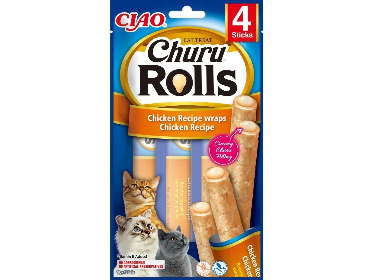 Churu Cat Rolls Chicken Wraps 4x10g