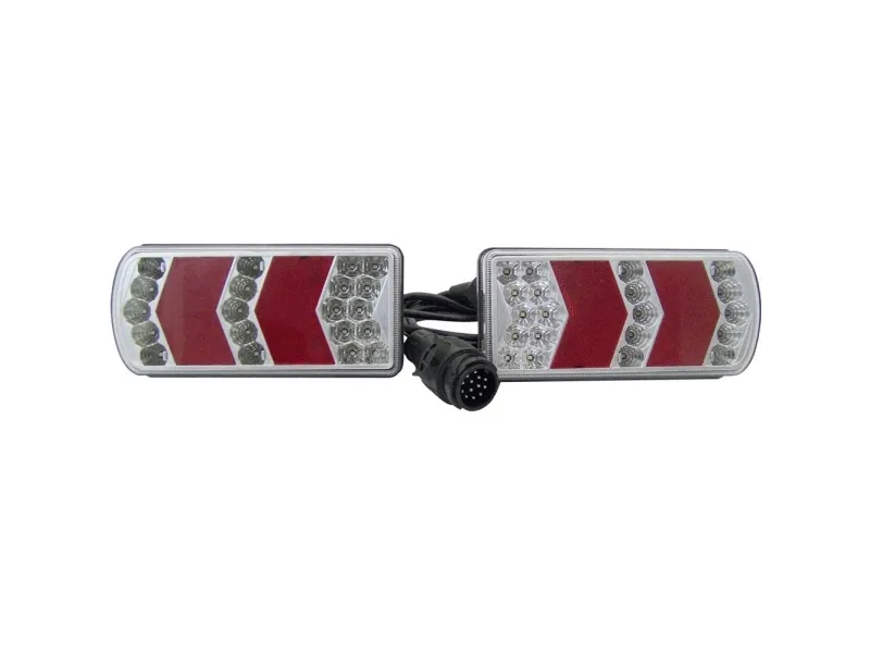 Berger & Schröter belysningssett for tilhenger 13-pins blinklys, bremselys, nummerskiltlys, tåkebaklys, reflektor, baklys, baklykt bak 12 V akrylglass klar
