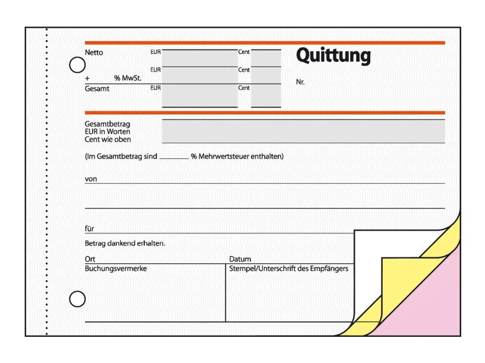 Segl - Kvittering - 40 ark - A6 - liggende - tredobbelt - karbonfri