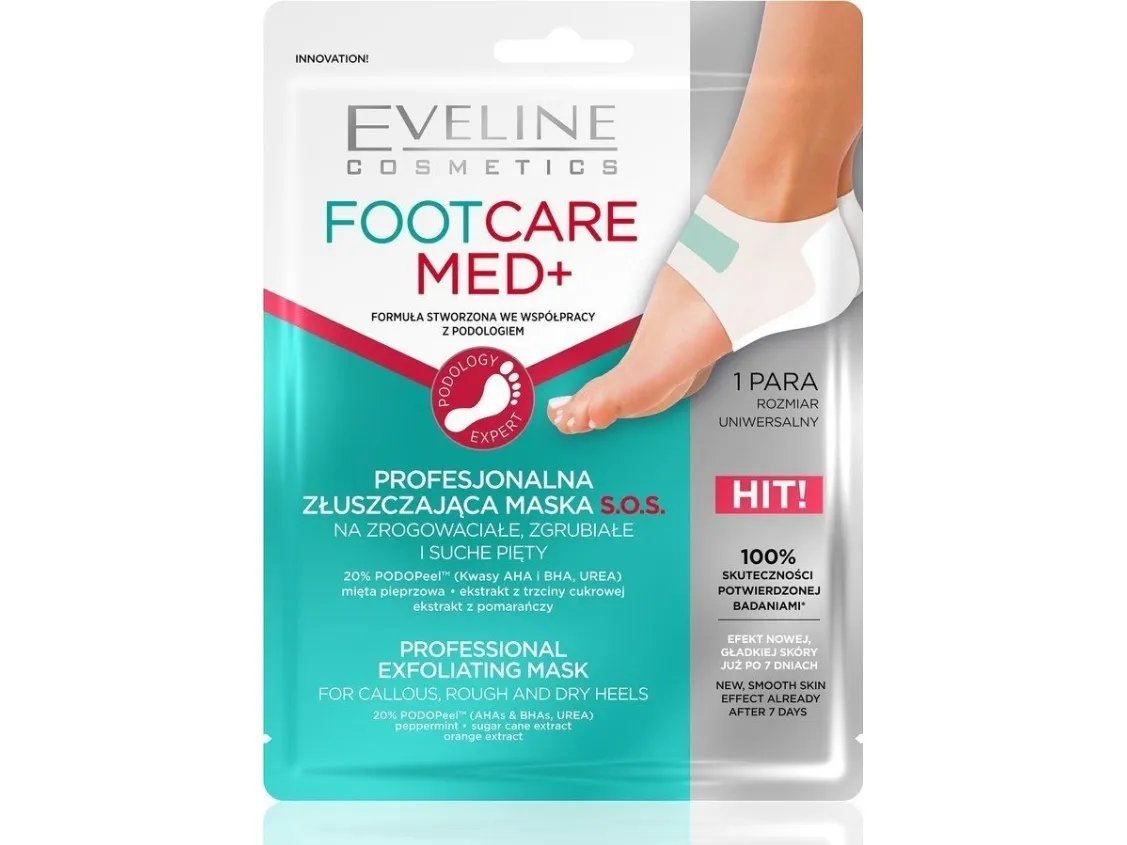 Eveline Eveline Foot Care Med+ Professional Exfoliating S.O.S Sheet Mask for hæler 1 par