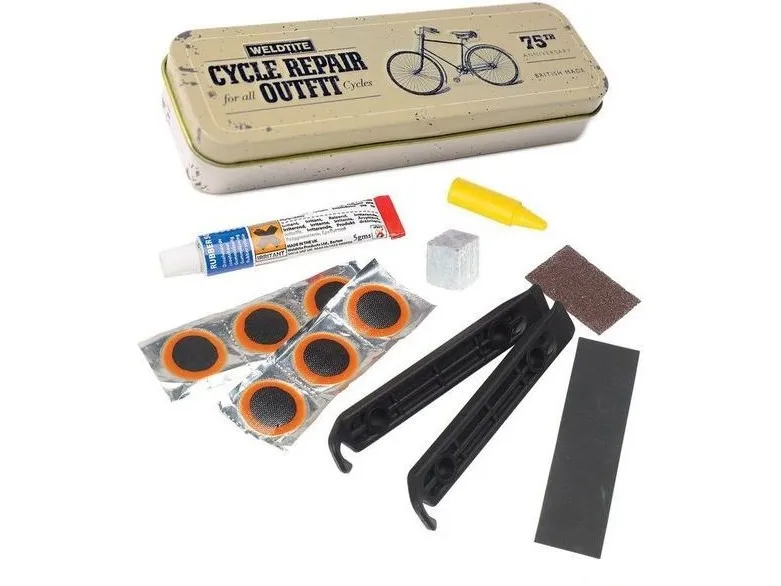 Weldtite vintage sykkel reparasjonssett i metallboks (Vintage Cycle Repair Outfit Tin)