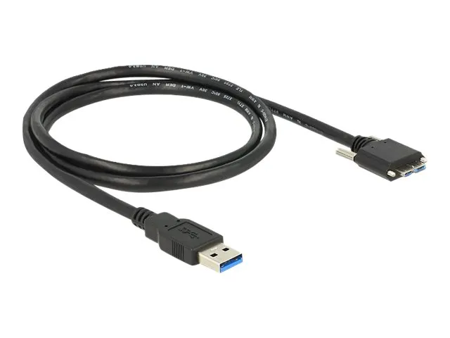 Delock - USB-kabel - Micro-USB Type B (hann) til USB-type A (hann) - USB 3.0 - 1 m - tommelskruer - svart