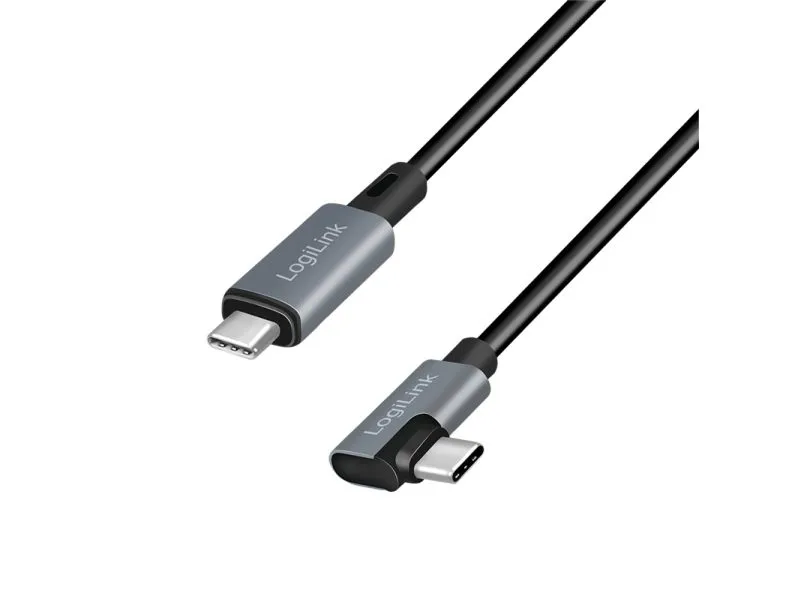 LogiLink CU0183, 2 m, USB C, USB C, USB 2.0, 0,48 Gbit/s, Sort, Sølv