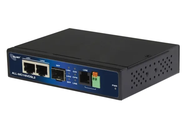 ALLNET ALL-MC116VDSL2, 2x RJ45, SFP, Sort, 160 Mbit/s, 10BASE-T, 100BASE-T, IEEE 802.3ab, IEEE 802.3u, IEEE 802.3z, 10/100