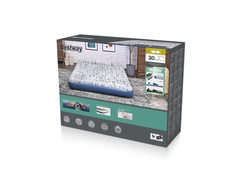 Bestway 67836 / 23, Dobbel Madrass, Dobbeltseng (Queen size), Rektangel, Innendørs, Innebygd luftpumpe