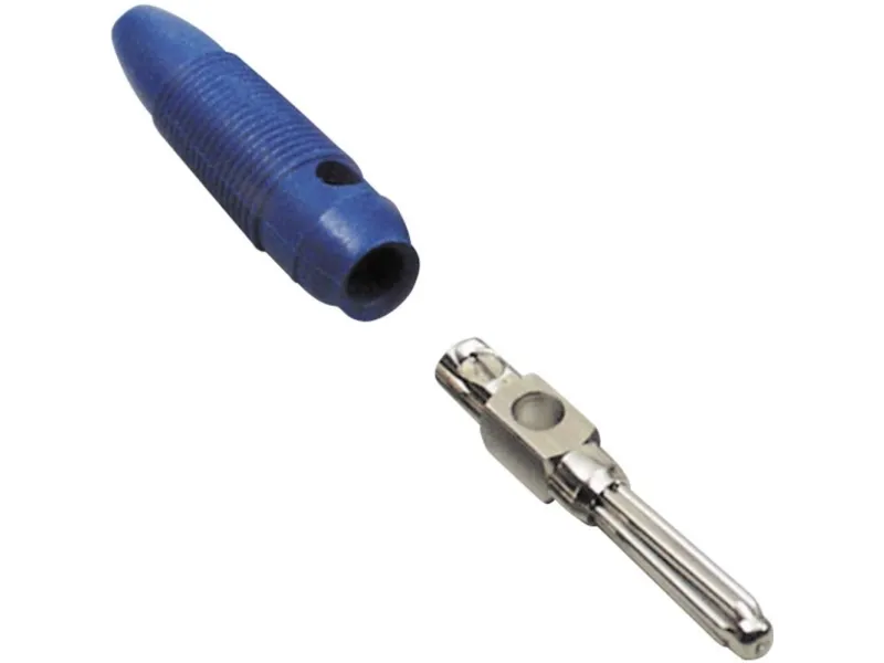TRU COMPONENTS bananstikk kontakt, rett stift-diameter 4 mm blå 100 stk