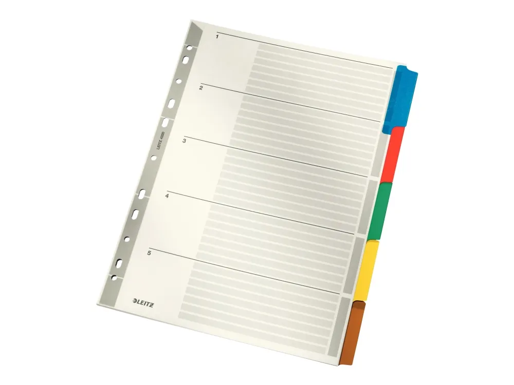 Leitz - Inndeler - 5 deler - for A4 (210 x 297 mm) - med fliker (en pakke 5)